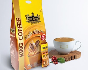 King Coffee IJsmelk Vietnamese Instantkoffie | 100 Sticks | 3-in-1 Koffiemix | Rijk & Romig | Authentieke Vietnamese Koffie