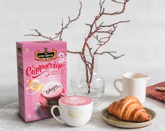 King Coffee Instant Cappuccino met Aardbei en Collageen - Doos met 12 sticks (1 doos)