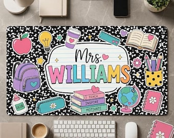 Alfombrilla de escritorio personalizada para profesores, tapete para escritorio de aula, decoración para el espacio de trabajo del profesor, regalo 2026, alfombrilla de escritorio personalizada para educadores, accesorio para la oficina escolar.