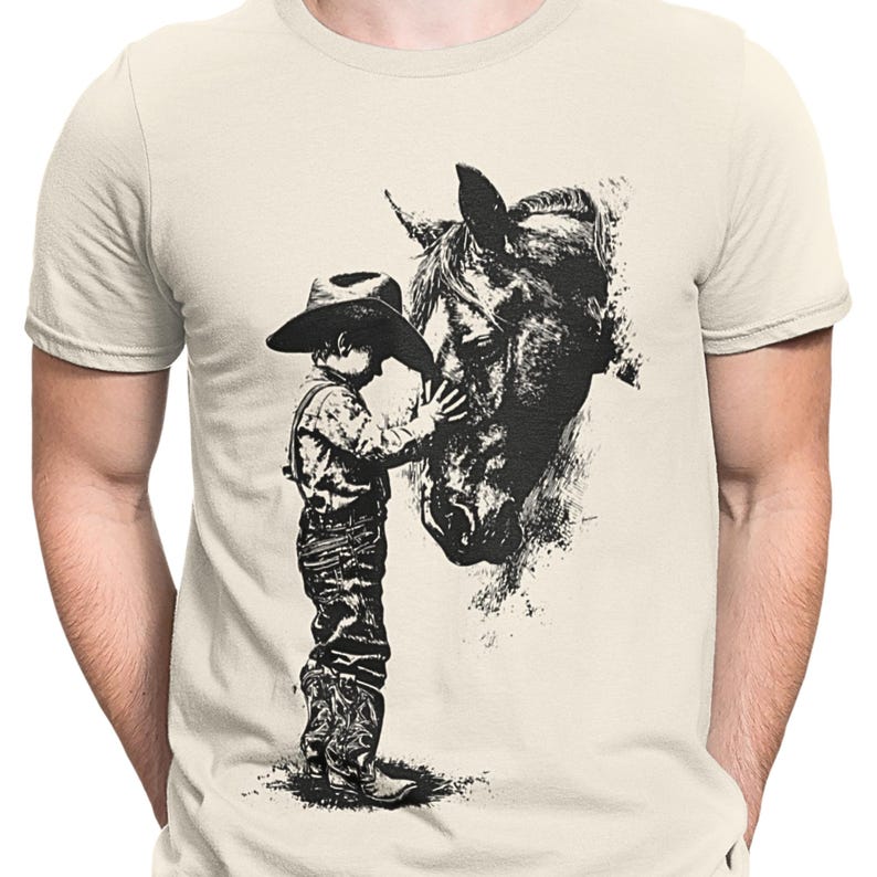 Camiseta vaquera vintage, camiseta vaquera del oeste, camiseta de rodeo campestre, ropa de rancho, camiseta rústica de arte del oeste, regalo para amantes de los vaqueros imagen 1
