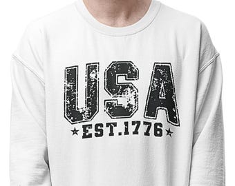 Vintage USA Sweatshirt, Retro America Crewneck, Distressed USA Sweatshirt, Patriotic Graphic Pullover, Fourth of July Gift