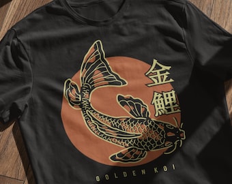 Vintage Japanese Koi Fish Shirt, Golden Koi Graphic Tee, Retro Japan Aesthetic T-Shirt, Japanese Art Tee