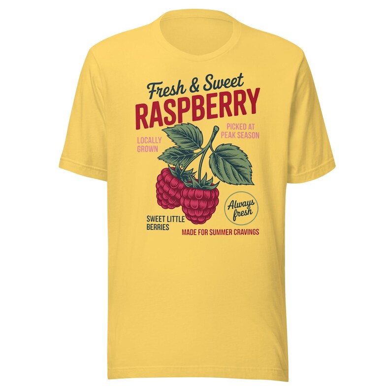 Retro Raspberry T-Shirt, Vintage Fruit Graphic Tee, Fresh & Sweet Raspberry Shirt, Summer Berry Tee, Cottagecore Fruit Shirt