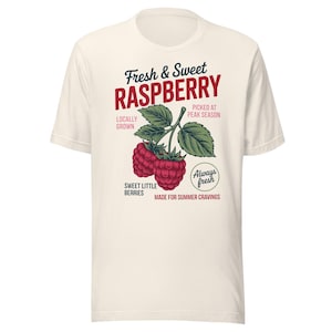 Retro Raspberry T-Shirt, Vintage Fruit Graphic Tee, Fresh & Sweet Raspberry Shirt, Summer Berry Tee, Cottagecore Fruit Shirt