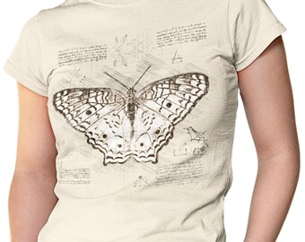Camiseta vintage con mariposas, camiseta con estampado botánico de mariposas, camiseta con estética cottagecore, regalo para amantes de la naturaleza, camiseta minimalista con arte de insectos.
