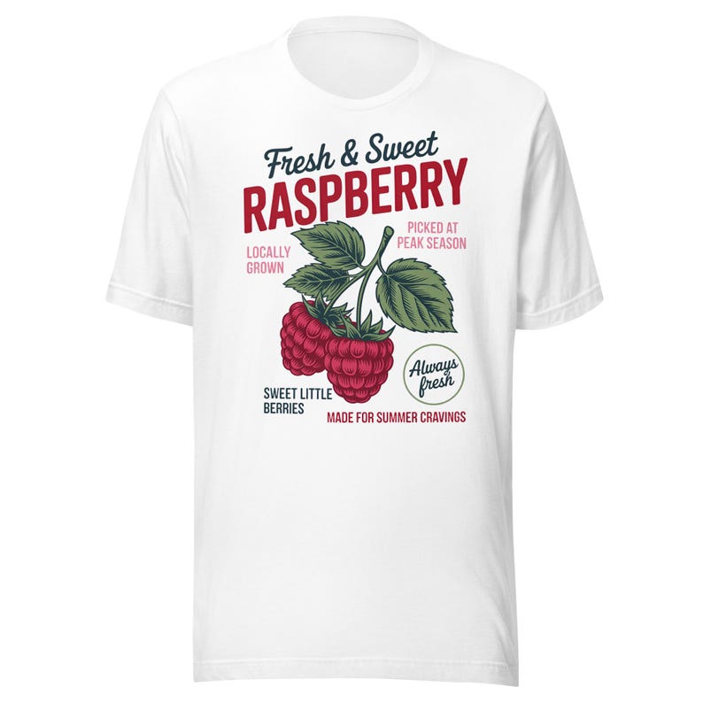 Retro Raspberry T-Shirt, Vintage Fruit Graphic Tee, Fresh & Sweet Raspberry Shirt, Summer Berry Tee, Cottagecore Fruit Shirt
