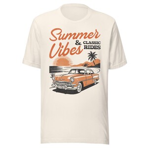 Retro Summer Tee, Summer Vibes Shirt, Vintage Car Graphic T-Shirt, Classic Car Tee, Summer Vacation Shirt, Retro Beach Vibes Tee