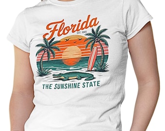 Shirt Florida State, retro T-shirt Florida, vintage strand-T-shirt, shirt Florida vakantie, T-shirt Palm Tree Surf, zomershirt Florida