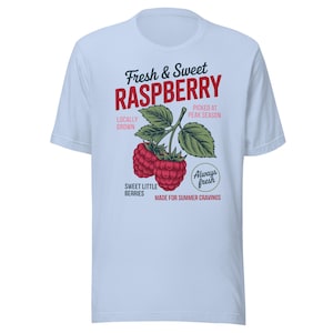 Retro Raspberry T-Shirt, Vintage Fruit Graphic Tee, Fresh & Sweet Raspberry Shirt, Summer Berry Tee, Cottagecore Fruit Shirt