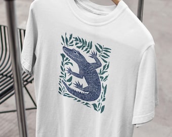 Vintage Alligator T-Shirt, Botanical Reptile Shirt, Southern Coastal Wildlife Tee, Summer Outdoor Gift