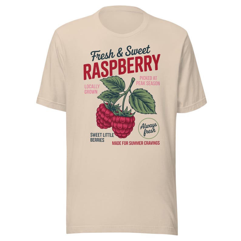 Retro Raspberry T-Shirt, Vintage Fruit Graphic Tee, Fresh & Sweet Raspberry Shirt, Summer Berry Tee, Cottagecore Fruit Shirt