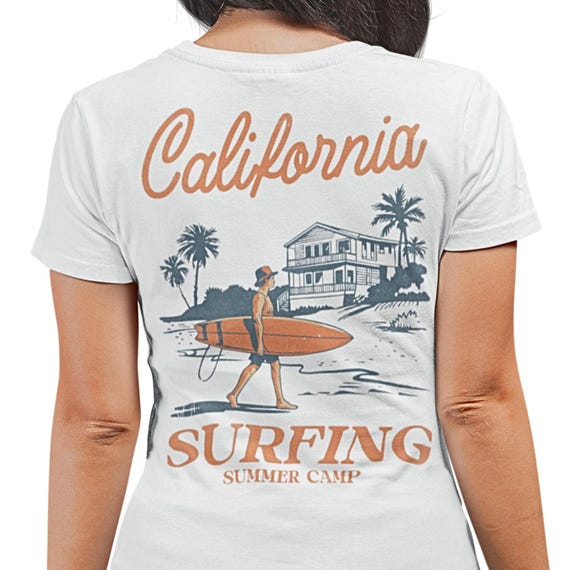California Surfing Shirt, Retro Surf Tee, California Beach Shirt, Vintage Surf Graphic Tee, Coastal Surf T-Shirt, Beach Lover Gift