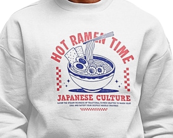 Retro Japanese Ramen Sweatshirt, Vintage Japanese Streetwear Pullover, Food Lover Gift, Asian Culture Crewneck