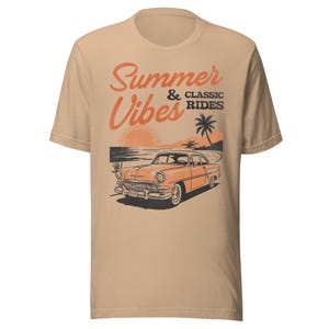 Retro Summer Tee, Summer Vibes Shirt, Vintage Car Graphic T-Shirt, Classic Car Tee, Summer Vacation Shirt, Retro Beach Vibes Tee