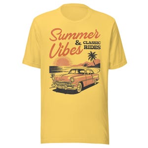 Retro Summer Tee, Summer Vibes Shirt, Vintage Car Graphic T-Shirt, Classic Car Tee, Summer Vacation Shirt, Retro Beach Vibes Tee