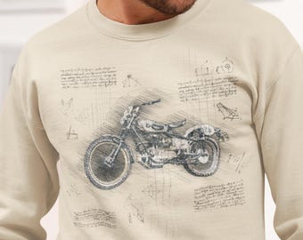 Vintage Motorcycle Sweatshirt, Retro Biker Graphic Pullover, Classic Cafe Racer Crewneck, Motorcycle Rider Gift, Old School Bike Sweatshirt