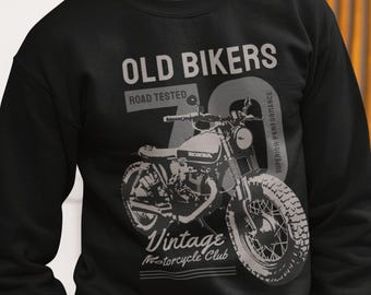 Vintage Biker Sweatshirt, Old Bikers Motorcycle Club Crewneck, Retro Cafe Racer Sweatshirt, Classic Motorcycle Graphic Pullover, Biker Gift