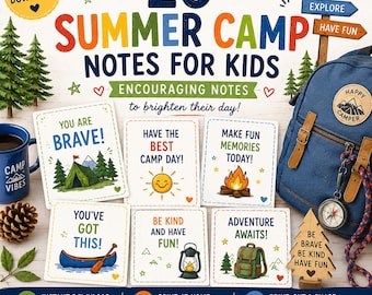 Summer Camp Notes for Kids | Printable Encouragement Cards (Instant Download PDF)