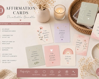 20 Pastel Affirmation Cards Bundle | Self Love, Positive Mindset (Digital Download)