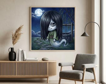 Yurei Japanese Yokai Printable Wall Art, Cute Creepy Restless Ghost, 4 Art Styles 3 Sizes, Kawaii Digital Download