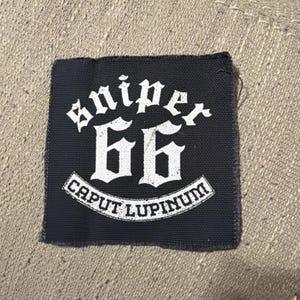 Parche de tela estampada para chaqueta de batalla punk Sniper 66 Caput Lupinum, color negro, para armar tú mismo.
