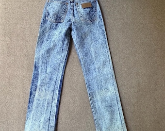 Vintage Wrangler Jeans Damen Größe 0 Blau Acid Wash High Rise Gerades Bein