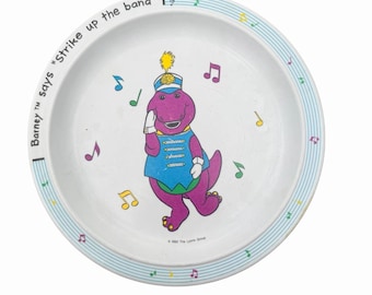 Selandia Barney bord kinderen 8,5 in wit vintage 1992 Strike Up The Band