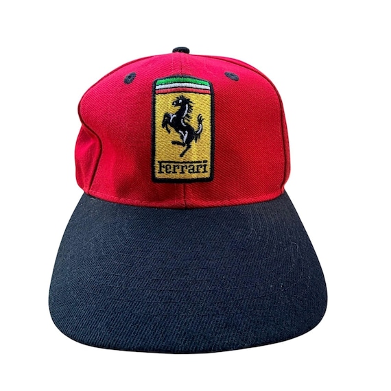 Vintage 1996 Ferrari Nice Man Sports Hat Red Black F1 Racing Shield Strapback