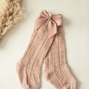 Baby Girl Knee High Socks 0-24M Mauve/Blush Fall Socks for Infant, Newborn, Toddler Stockings, Leggings image 2