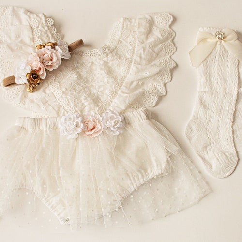 Boho off White Baby Girl Romper Infant Girl Dress Cake Smash Etsy
