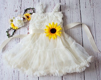 flower girl dress with sunflower