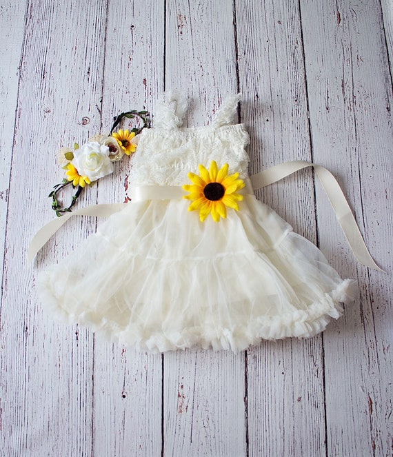 sunflower yellow flower girl dress