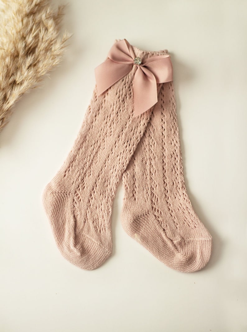 Baby Girl Knee High Socks 0-24M Mauve/Blush Fall Socks for Infant, Newborn, Toddler Stockings, Leggings image 2