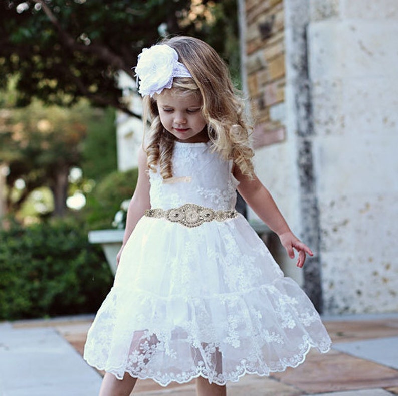 Rustic Flower Girl Dress Rustic Flower Girl Dress White Lace Etsy