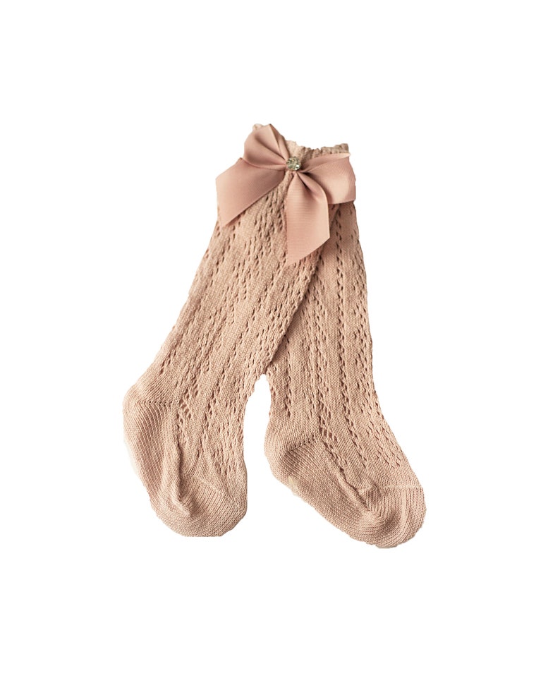 Baby Girl Knee High Socks 0-24M Mauve/Blush Fall Socks for Infant, Newborn, Toddler Stockings, Leggings image 1
