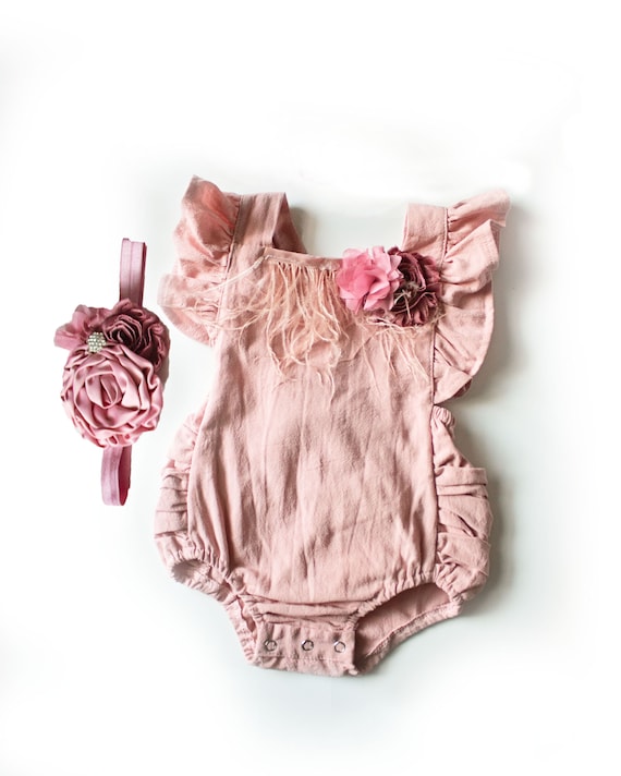 Mauve Baby Girl Romper First/1st Birthday Party Outfit Cake - Etsy