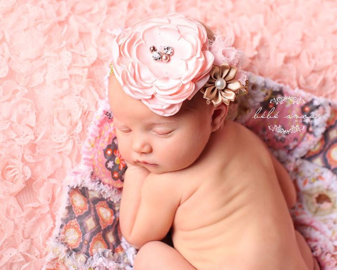 Baby Headband...pink and Gold Headband Newborn Headband..baby - Etsy Baby Headband...pink and Gold Headband Newborn Headband..baby - Etsy