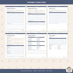 New Puppy Starter Kit Printable | Puppy Vaccination Record, Feeding Schedule & Potty Training Log | Dog Health Tracker PDF Instant Download