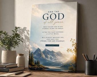 1 Peter 5 10 Scripture Wall Decor, Bible Verse Poster, Vintage Christian Canvas Print for Home Decoration