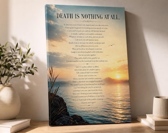 Death Is Nothing at All Poster, Memorial Quote Wall Art, Bereavement Sympathy Canvas Print Home Decor