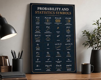 Mathematical Formula Poster, Probability & Statistics Symbols Wall Art, Educational Canvas Print for Classroom Office