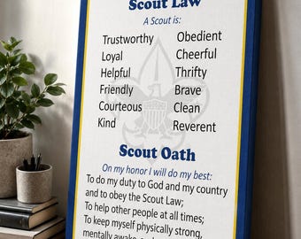 Cub Scout Oath Poster, Scout Law Canvas Print, Boy Scout Wall Art, Motivational Bedroom Living Room Decor Gift