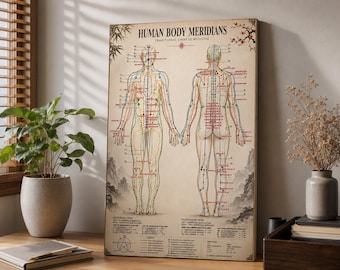 Five Elements Theory Acupuncture Poster, Chinese Meridian Chart Wall Art, Traditional Medicine Decor Print