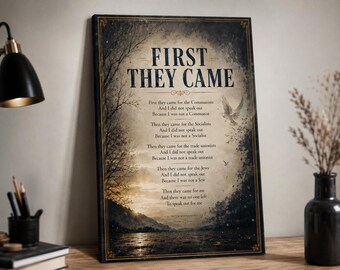 First They Came Poster, Martin Niemöller Quote Wall Art, Holocaust Remembrance Print, Modern Home Decor