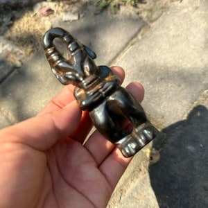 Hongshan Kultur Stil Schwarz Stein Sonnengott Figur, Altes Chinesisches Jade Amulett