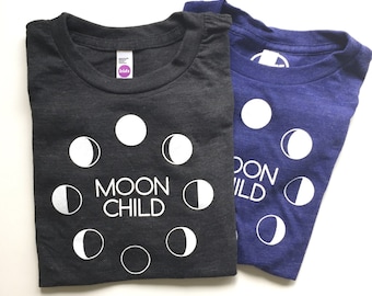 MOON CHILD - Kids Tee - Toddler Tee - Moon Phases - Luna Shirt  - Modern Kids - Full Moon - Moon Cycle