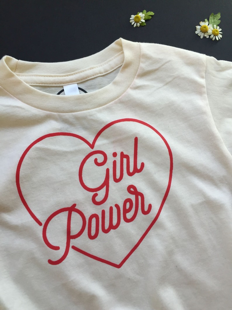 GIRL POWER Kids and Youth Tee Shirt Revolution Equality Feminist Shirt Natural White Organic T-Shirt image 6