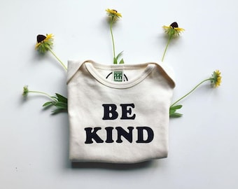 BE KIND  - Kindness One-piece - Be Kind - Baby Romper - Organic and Cotton Colors - Black Ink