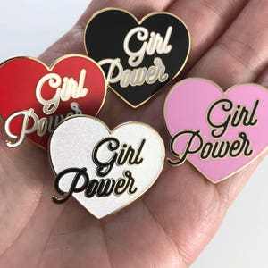 Girl Power Pin Hard Enamel Pin Equality Feminist Pin Girl Gang Girl Boss Pink, Red, White Glitter or Black Enamel Pin image 1