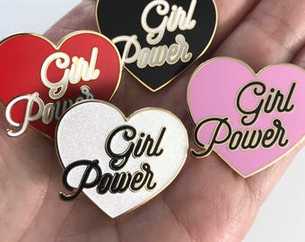 Girl Power Pin - Harter Emaille Pin - Gleichheit - Feminist Pin - Girl Gang - Girl Boss - Pink, Rot, Weiß Glitter oder schwarz - Emaille Pin